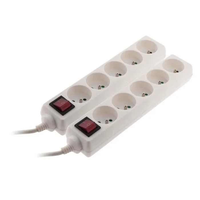 Zenitech – Lot von 2 Blöcken 5 Steckdosen 16A Schalter Weiß