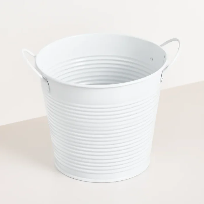 Zink Übertopf Weiß – 15 cm